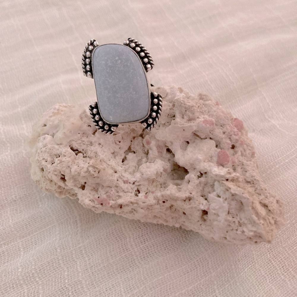 NEW Angelite, 925 Silver Ring, size 7.5